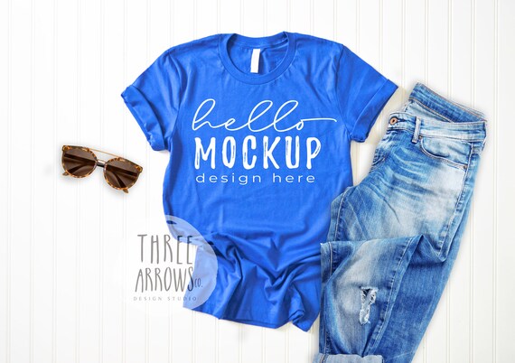 Bella Canvas 3001 Royal Blue Mockup Royal Tshirt Flat Lay Etsy