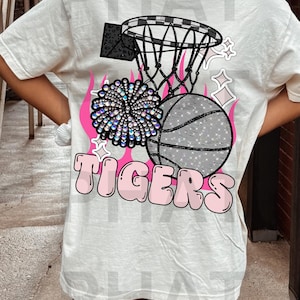 Aesthetic rhinestone School Mascot Tiger Png Basketball Preppy Aesthetic Mascot Png Popular Trending School pride png