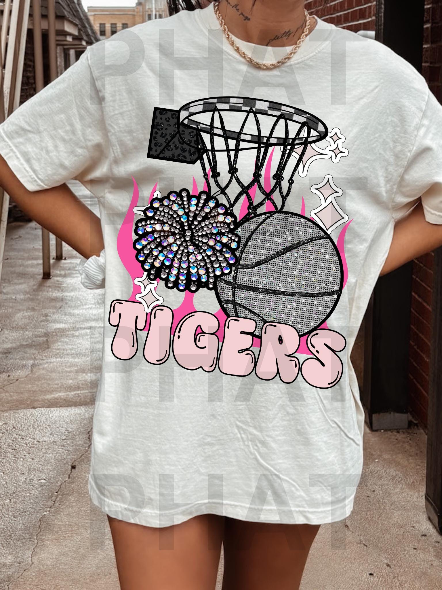 Aesthetic rhinestone School Mascot Tiger Png Basketball Preppy Aesthetic Mascot Png Popular Trending School pride png