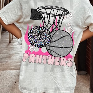 Aesthetic rhinestone School Mascot Panther Png Basketball Preppy Aesthetic Mascot Png Popular Trending School pride png