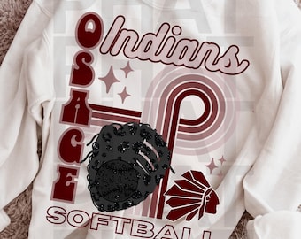 Custom Softball Mascot Retro Design Png, School Pride (Digital Download)