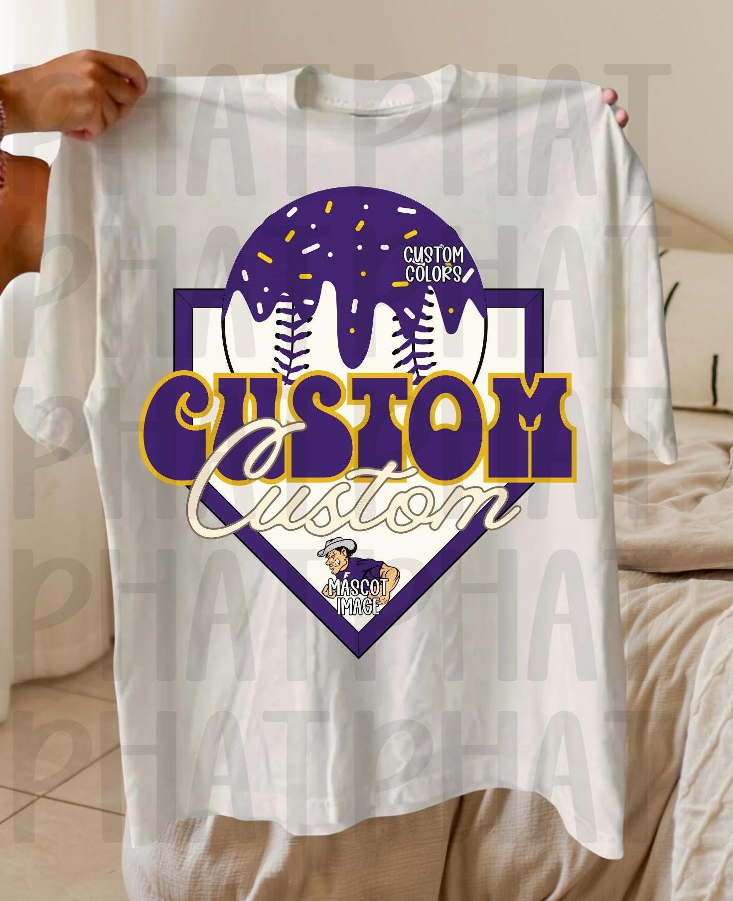 CUSTOM School Ice Cream Drip BaseballMascot Preppy Vintage Sport School Mascot Png Big Pride Png School Pride School Spirit Png Popular Tren