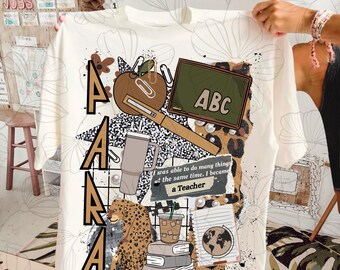 Para Teacher School Collage PNG, Back To School (Digital Download)
