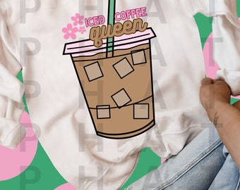 Reina del café helado PNG, diseño gráfico preppy (descarga digital)