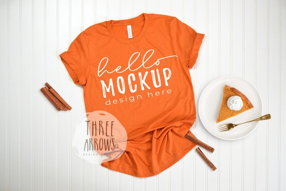 Bella Canvas 3001 Burnt Orange Mockup Orange Tshirt Flat Lay Etsy