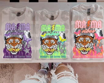 Retro Neon Tiger Mascot PNG Bundle, School Pride (Digital Download)