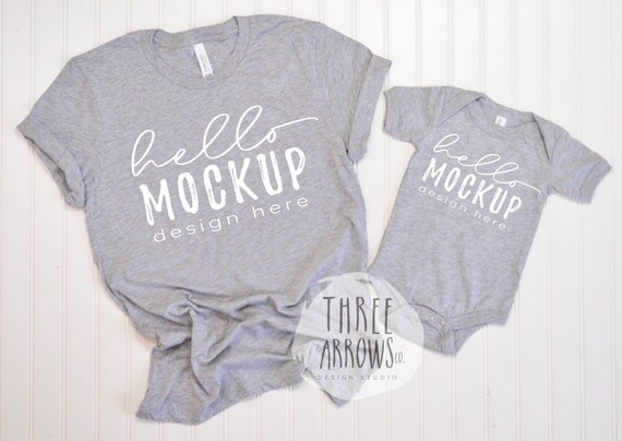 Bella Canvas 3001 100b Mockup Mommy Me Athletic Heather Etsy