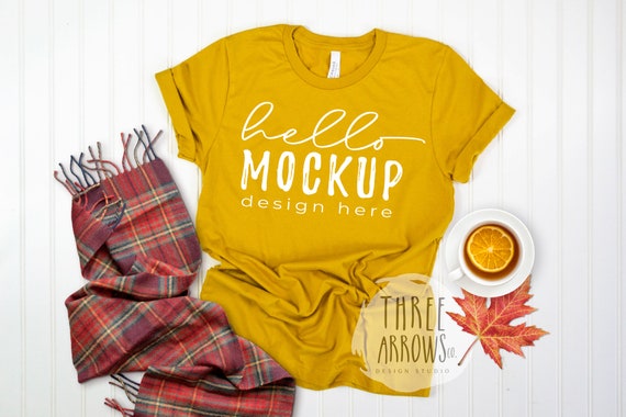 Bella Canvas 3001 Mustard Mockup Mustard Tshirt Flat Lay Etsy