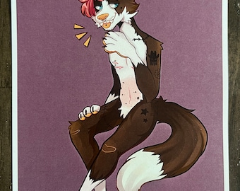 FtM Pride Doggie 5”x7” Furry Art Print