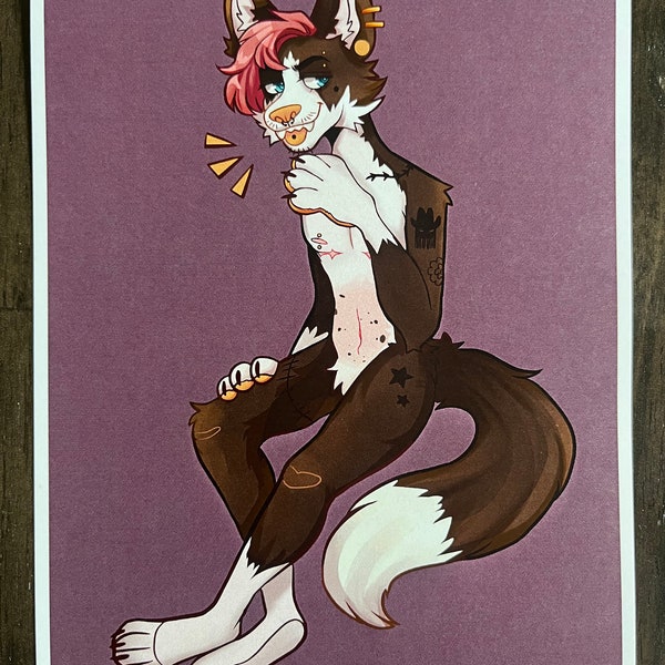 FtM Pride Doggie 5”x7” Furry Art Print