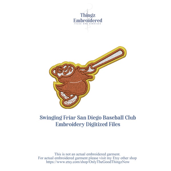 Padres Swinging Friar San Diego Baseball Club Patch Embroidery Files | Padres Brown and Gold Patches