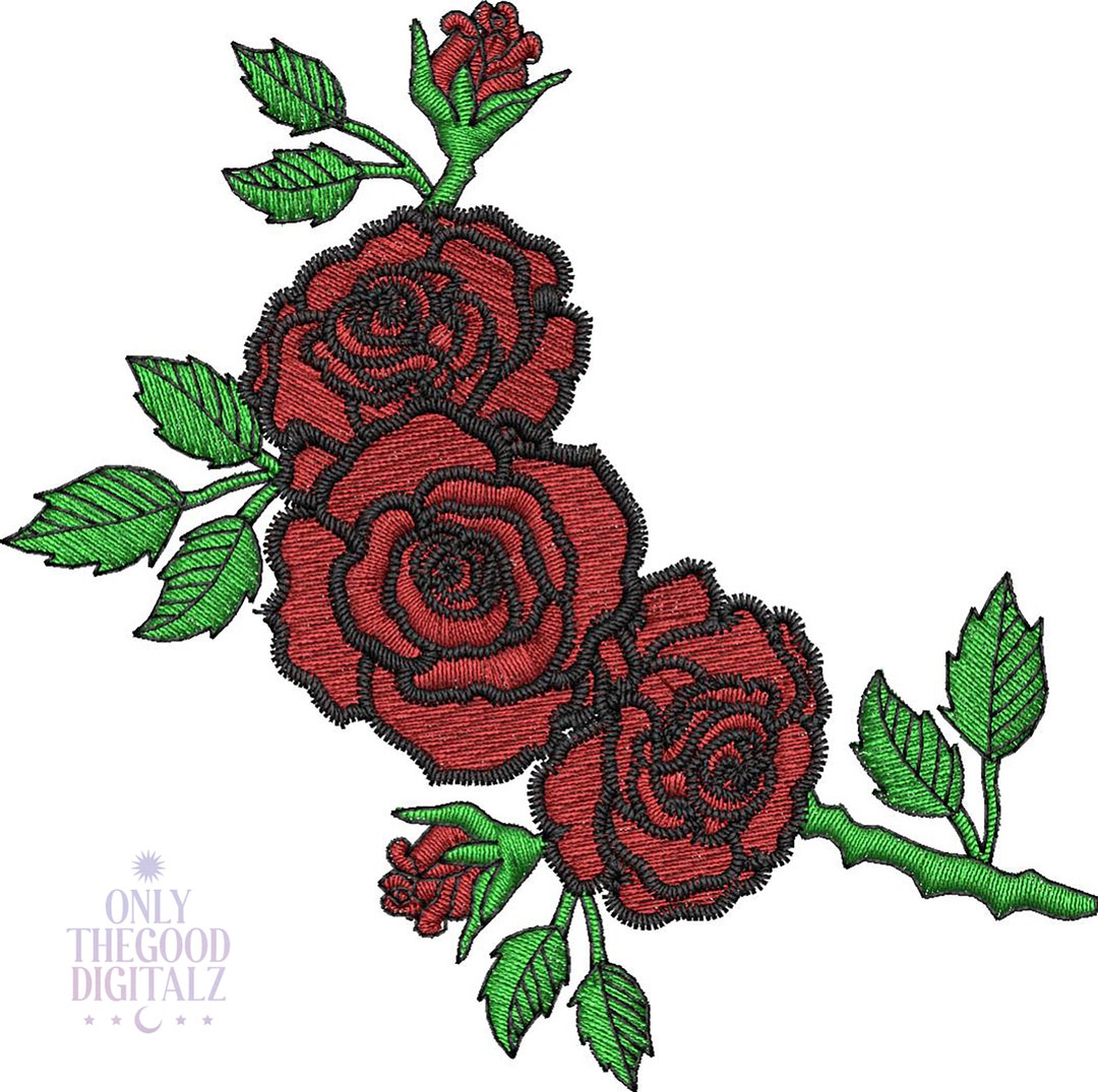 Red Roses Embroidery Digital File - Etsy