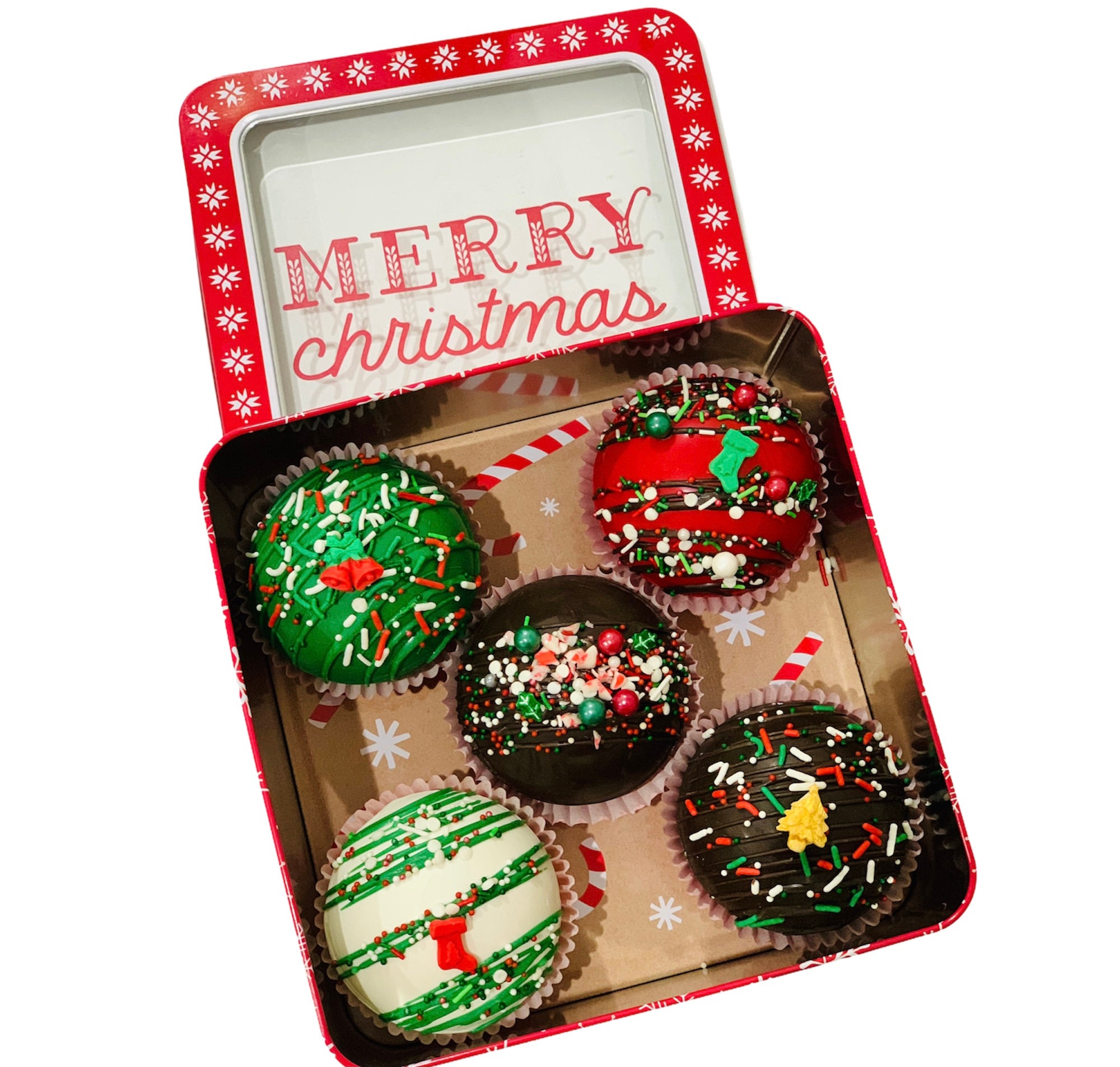 6 Hot Chocolate Bombs, Christmas Gifts, Chocolate Christmas Bombs Christmas Chocolate Bombs