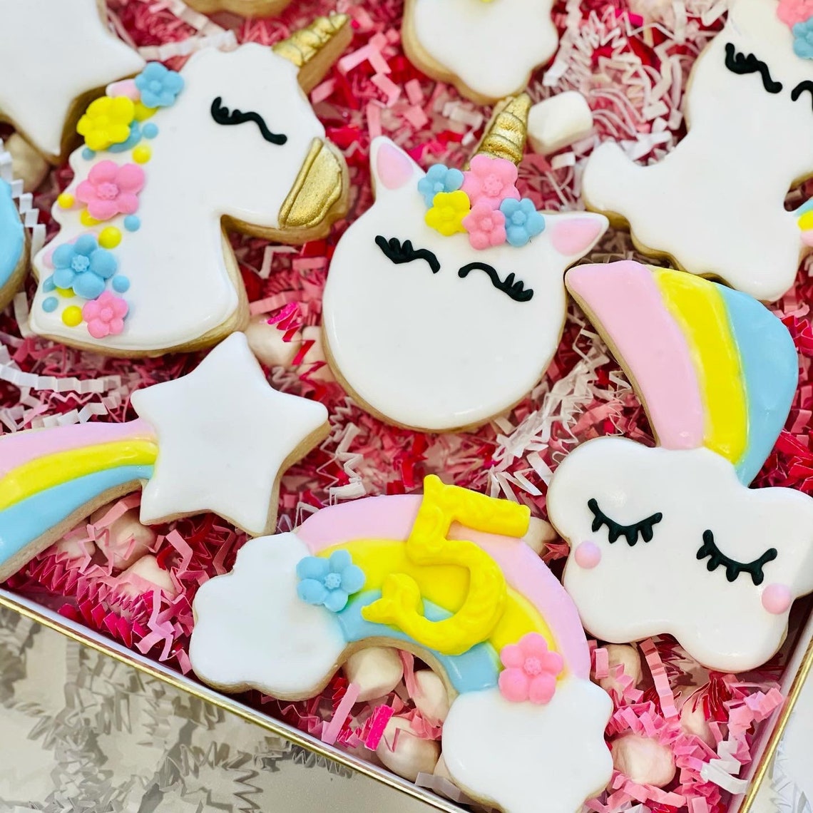 Unicorn Birthday Sugar Cookies Rainbow Birthday Cookies Etsy