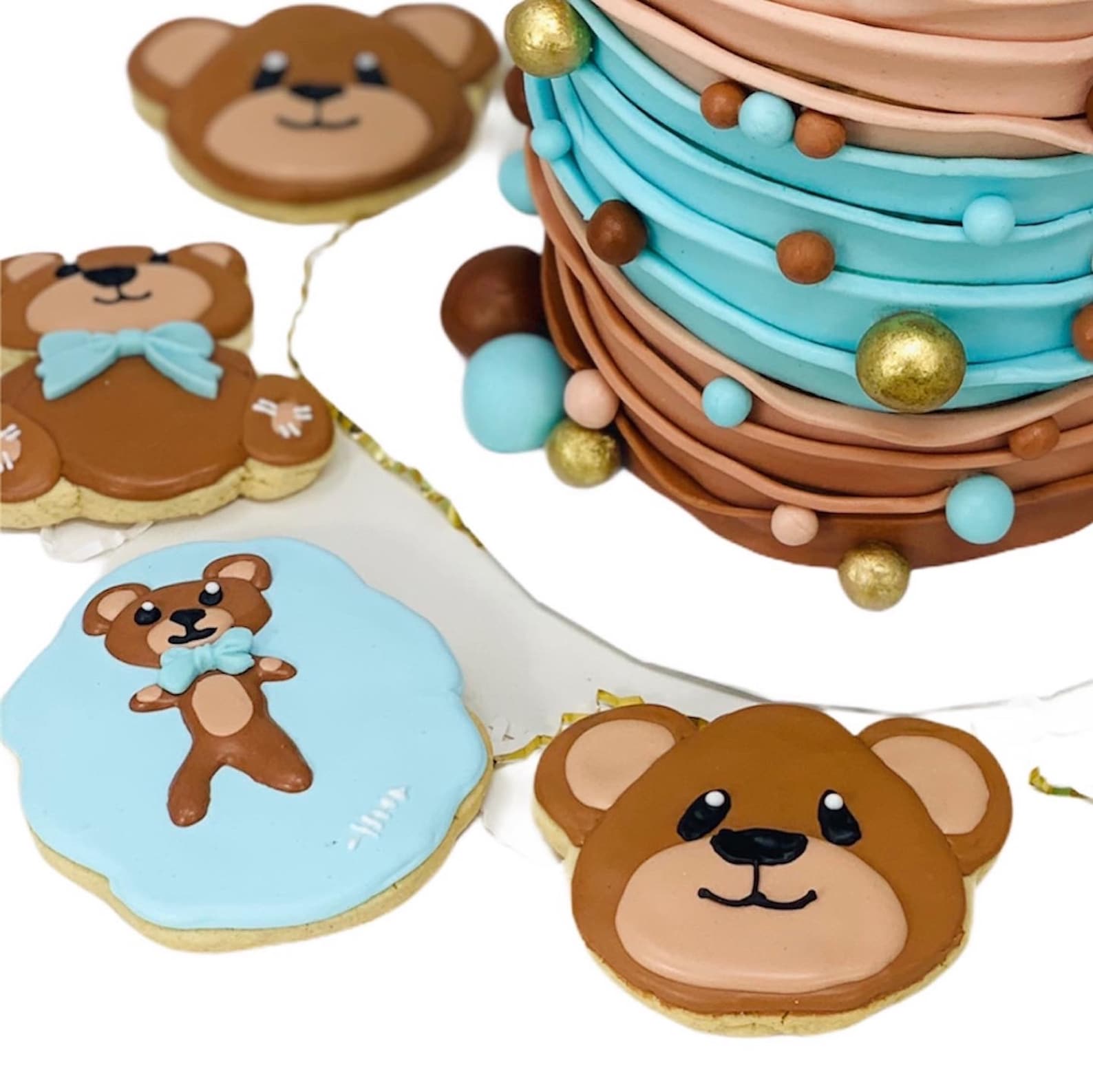 Teddy Bear Sugar Cookies Baby Shower Sugar Cookies Custom Etsy