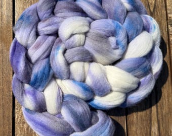 Dear Diary Rambouillet Fiber Braid, Spinning Fiber, 4 oz Hand-Dyed Wool, Hand Spinning, Dyed Combed Top, Dyed Roving