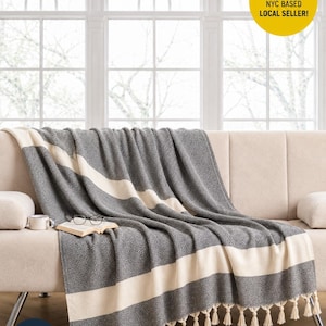 Diamond Turkish Cotton Throw Blanket | Oversized Picnic Beach Blanket