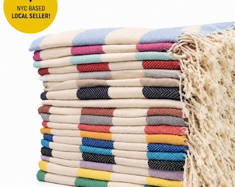 Turkish Beach Towel: Cabana Striped Peshtemal, Bachelorette Gift