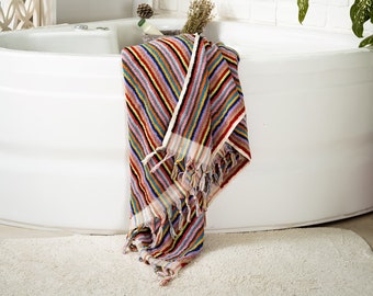 Striped Bath Towel |100% Cotton Plush Turkish Bath Towel |Oversized Beach Towel | Turkish Towel |Super Soft Absorbent Towel |