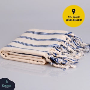 Handwoven Turkish Cotton Blanket: Striped Beach Throw