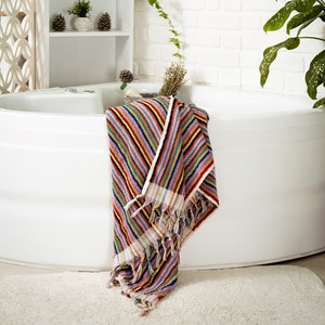 Striped Turkish Bath Towel: Plush Organic Cotton, Oversized Beach Towel