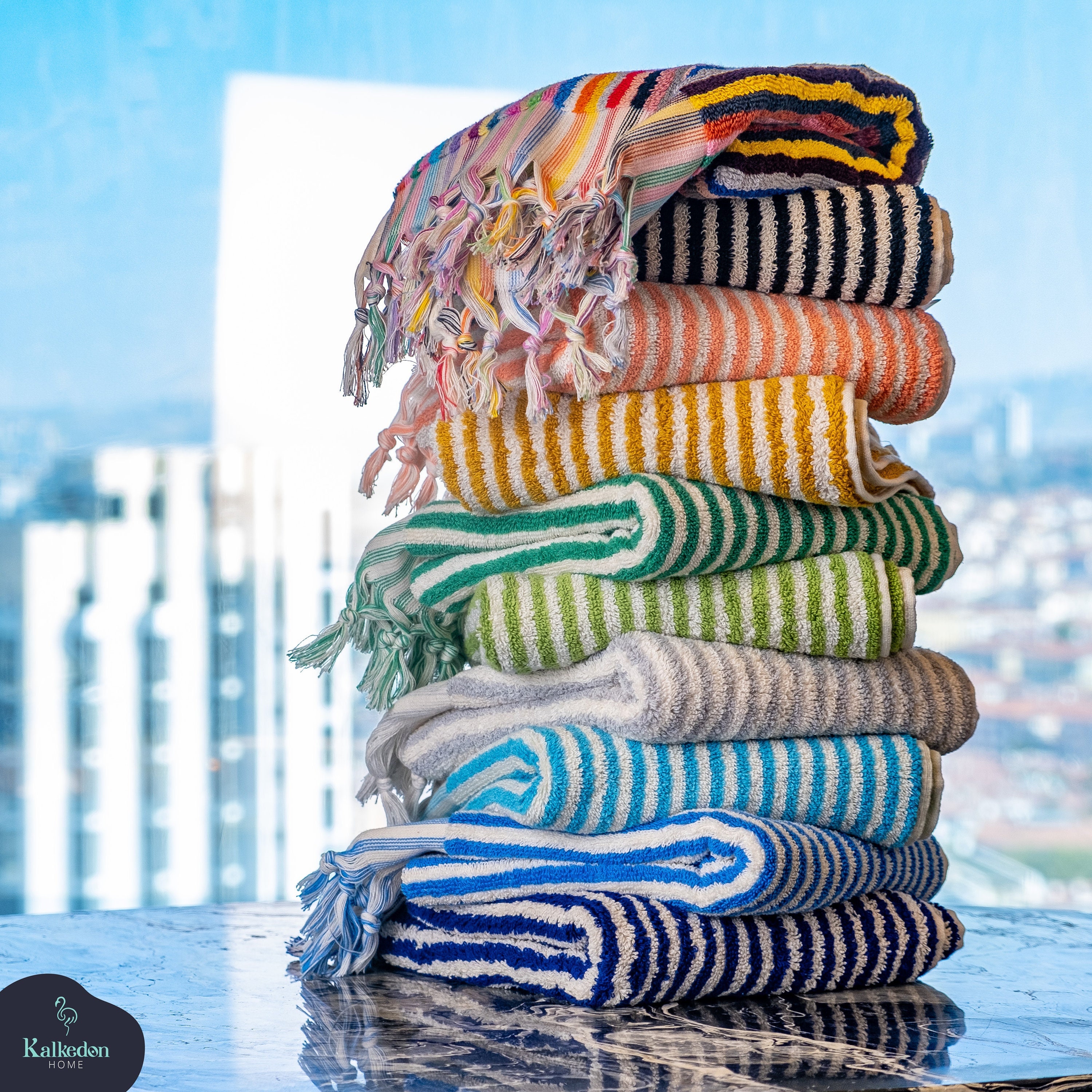 Linen Hand Towel Cross Hatch Stripes in 7 Color-Ways – Tulusa