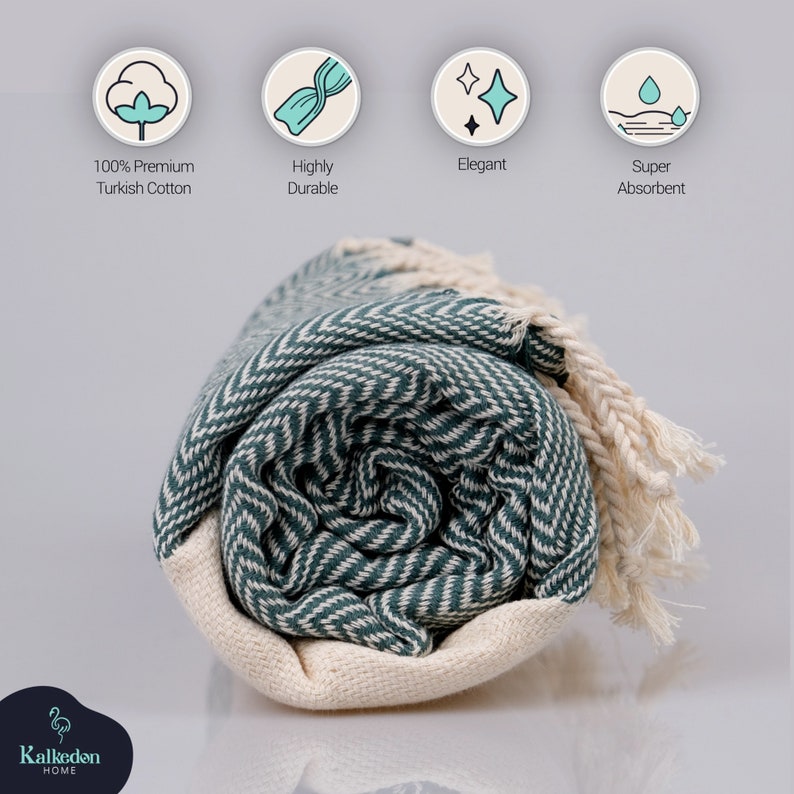 KalkedonTowels Herringbone Turkish Cotton Towel - Thumbnail 2