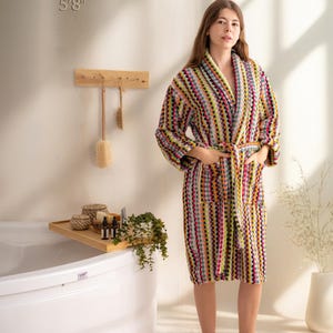 Rainbow Turkish Cotton Bathrobe: Plush Handwoven Spa Robe