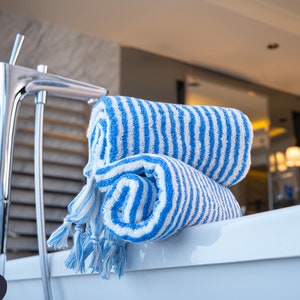Striped Hand Towel Bath Towel Kitchen Towel Turkish Hand Towel Bathroom Decor Guest Towel Decorative Hand Towel Vintage Hand Towel Blue