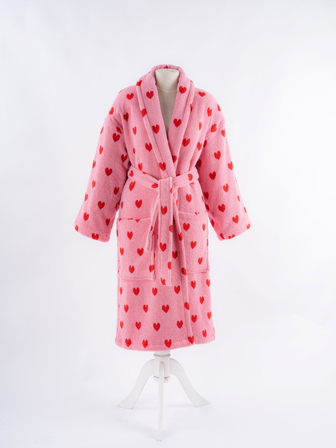 Valentine Heart Robe Handwoven Robe Valentine's Day Gift Thick Soft