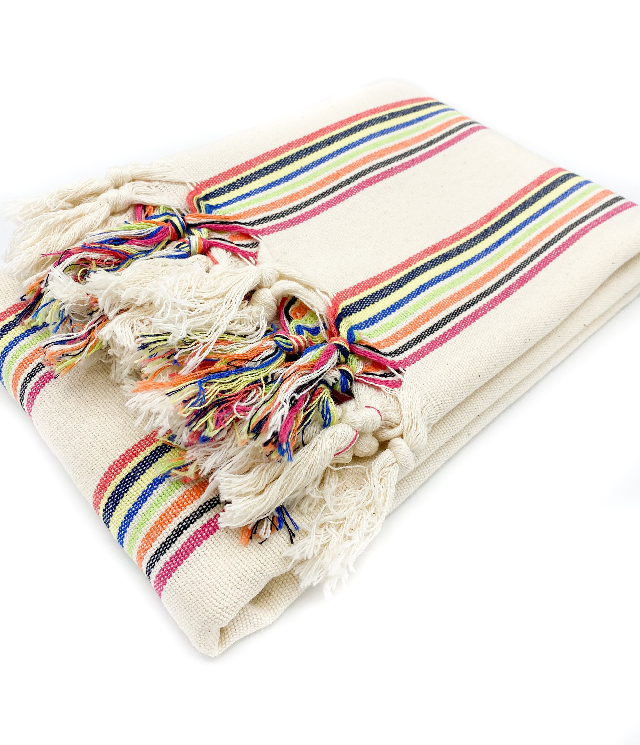 Handwoven Turkish Cotton Blanket: Boho Beach Throw, Farmhouse Decor