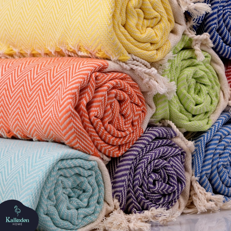 KalkedonTowels Herringbone Turkish Cotton Towel - Thumbnail 4