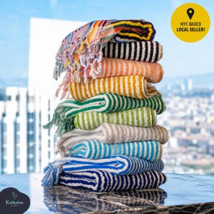 Striped Turkish Cotton Hand Towel: Boho Bathroom Decor