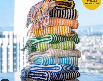 Striped Turkish Cotton Hand Towel: Boho Bathroom Decor