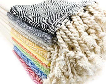 Set of 4 Turkish Hand Towels: 100% Cotton Kitchen Tea Towels