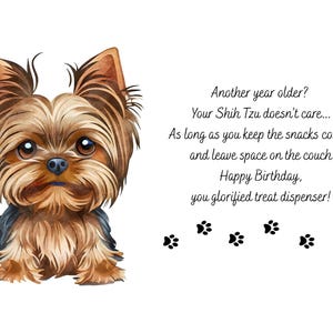 Carte d'anniversaire ShihTzu, cadeau d'anniversaire de propriétaire de ShihTzu, carte d'anniversaire d'amant de ShihTzu