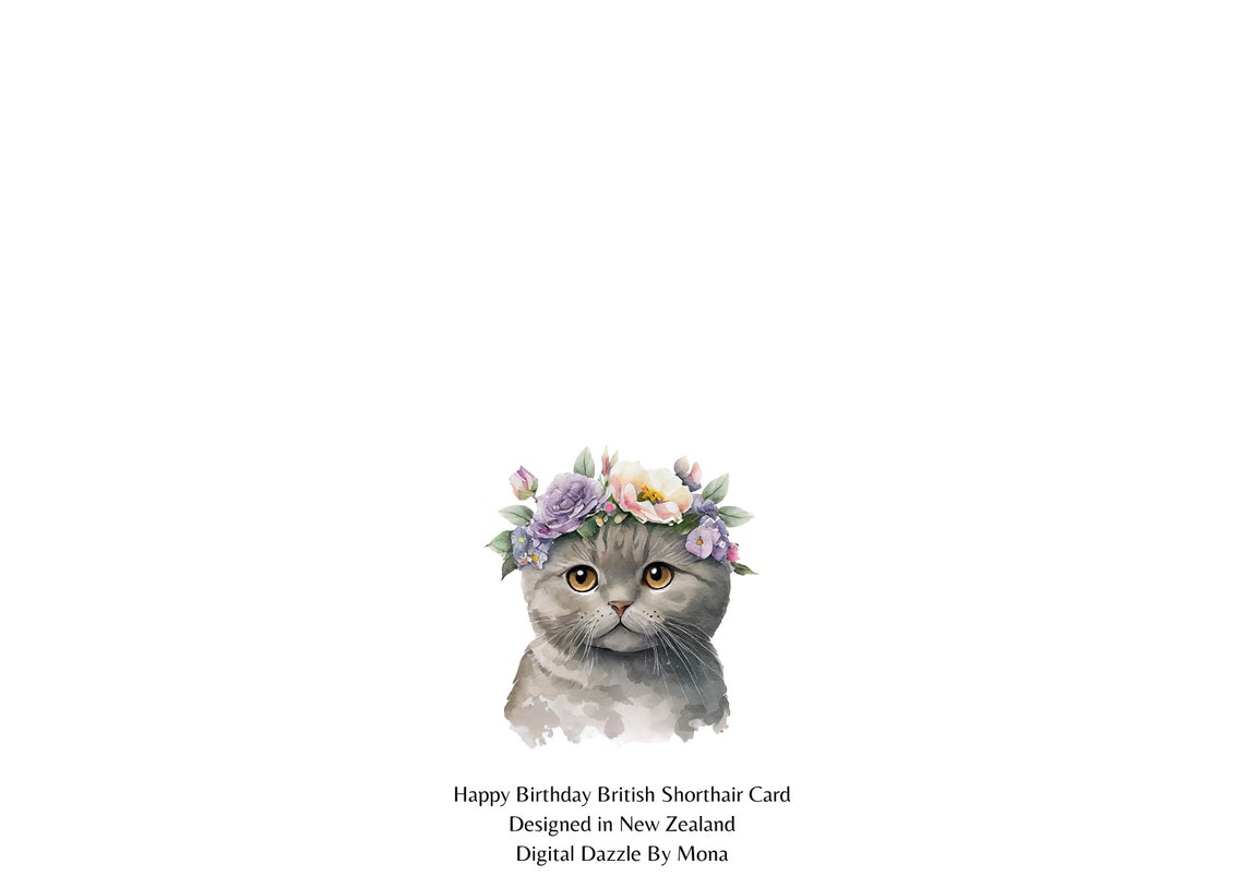 Handcrafted Printable Birthday Card for Cat Lovers, Funny Cat Birthday ...