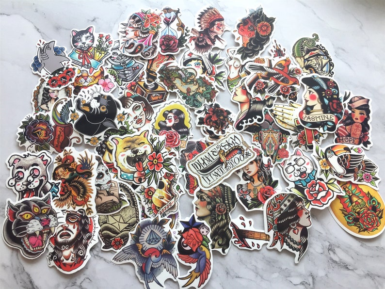 50Pcs Colorful Old School Vinyl Stickers pack Bumper Laptop Etsy
