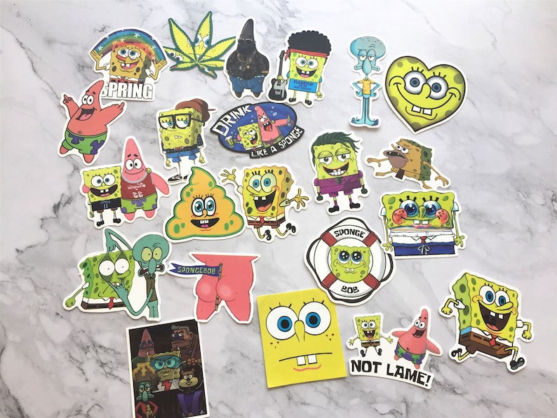 22Pcs SpongeBob SquarePants Vinyl Stickers pack Bumper Laptop Etsy