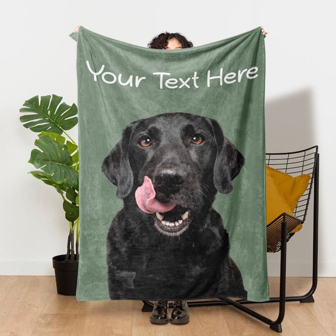 Personalized Pet Photo Blanket, Customized Dog Photo Blanket With Name