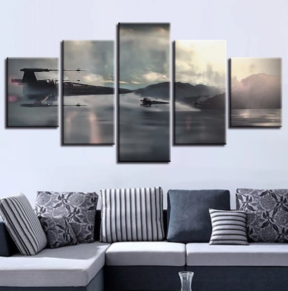 Star Wars X Wing Over Water Framed Or Unframed 5 Piece Five - Star Wars 5 Piece Canvas Wall Art Star Wars X Wing Over Water Framed Or Unframed 5 Piece Five - Star Wars 5 Piece Canvas Wall Art