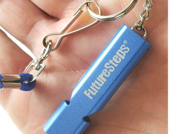 Blue Aluminum Alloy Survival Whistle - Loud Emergency Whistle with Lanyard
