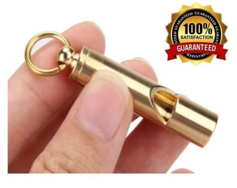 Loudest Brass Whistle,Best Premium Emergency Whistle, Outdoor Survival Whistle, On Key-Chain, Lifetime Warranty.