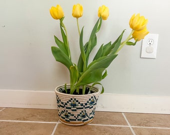 Handwoven Planter, Vibrant Colors, Boho Planter, Sustainable Decor