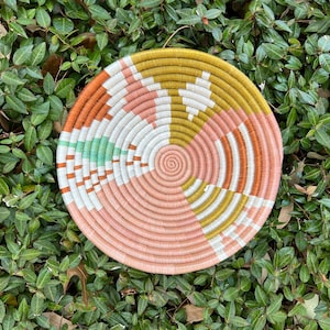 Coral Boho Wall Basket, Hanging Wall Basket, African Basket, Wall Decor, Decorative Bowl