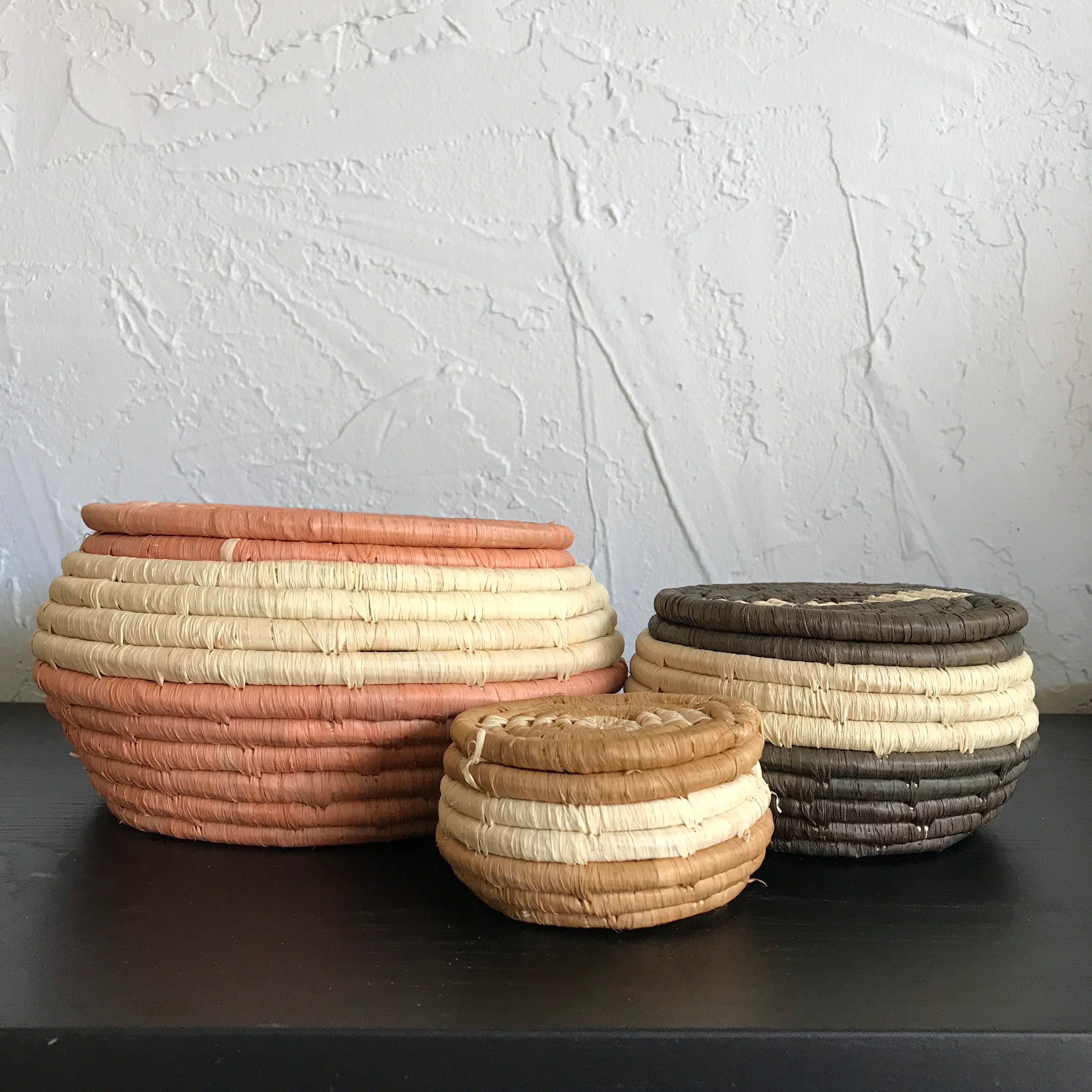 3 Nesting Baskets with Lids Small Storage Baskets Candy Etsy