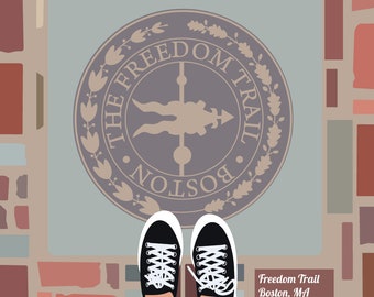 Adesivo/cartão postal da Trilha da Liberdade de Boston