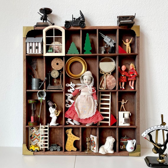 Shadowbox Curiosity Collection Altar Interior Decoration Made From Vintage Knick Knack Shelf Vintage Deco Set Cabinet Curiosity Etsy