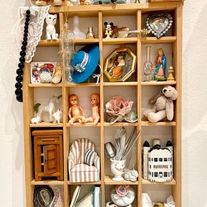 Trinket Shelf, Collection of Miniatures and Knick-knacks, Antique