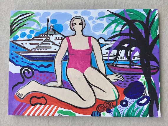 donna nudo painting, original figurative art, Matisse style art, marine painting, interior decoration, womam figure